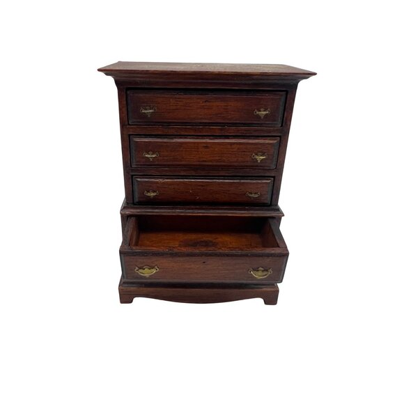 Wood Dollhouse Corner Cabinet, Chest & 2 Side Tables Vintage Lot Unmarked 1:12 - Picture 4 of 8